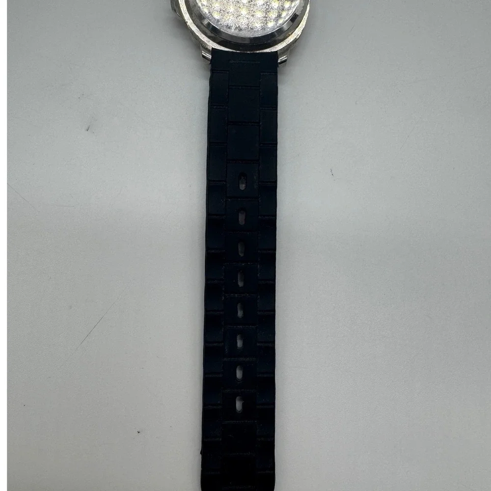 Disney Mickey Mouse Accutime Watch Corp MK1080 Silver Dial Black Rubber Strap